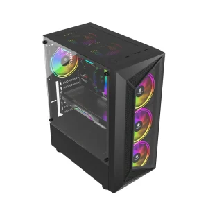 Entry Level Micro ATX Gaming PC Desktop Mid Tower Computer Gamer Case with Aluminum Alloy Construction and Acrylic Sided Glass