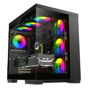 Essential for Game Mid Tower Seaview PC Case SPCC ARGB Light Effect Gaming Computer Cases With Side Panel Window