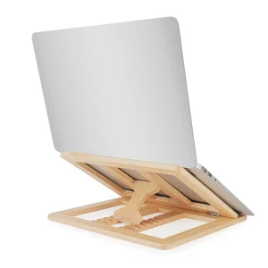 Factory Bamboo Wooden Laptop Stand Portable Foldable Desk Computer Riser for Tablet Compact Travel Adjustable Laptop Stand