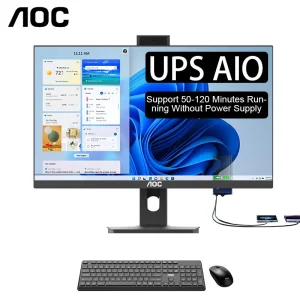 Factory Price AOC Monoblock AIO PC 24″ CPU I3 13400F 8GB 256GB SSD OEM All in One Desktop Computer with UPS Battery