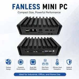 Fanless IP65 Industrial PC N150 DDR4 2HD 1DP Three Display 2.5G LAN Linux Mini PC for Digital