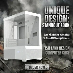 Fast Detach TG Glass Air Flow Computer M-ATX Chassis Desktop Mid Tower Micro-ATX PC Case with Bottom Holes Steel
