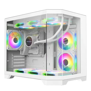 Fish Tank Glass Panel Gaming Computer Case & Towers Desktop MATX Case PC Gaming Cabinet with 3 Sides Tempered Glass