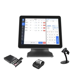 Folding Stand Dual Single Screen 15inch 15.6 Inch POS All in One Touch Screen POS Terminal PC Computer Printer Scanner Cash VFD
