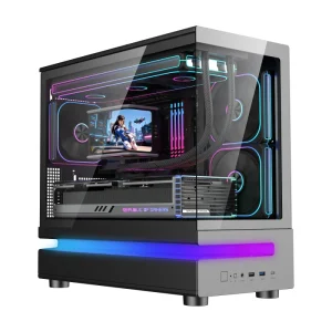 Galaxy SE Gaming MicroATX PC Case Desktop Fish Tank Computer Gabinet Tempered Glass ARGB LED Strips