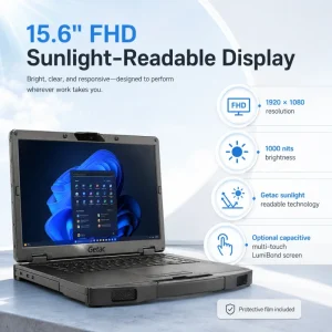 Getac S510 15.6 Inch Semi-Rugged Laptop with New English Keyboard 15.6 Inch Screen Size MIL-STD-810 Certified Computers