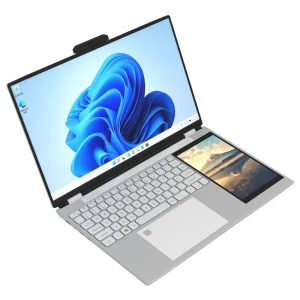 15.6+7 Inch Touch Screen Laptop N150 CPU RGB Backlit Keyboard Windows 10/11 Intel Processor for Office Home School