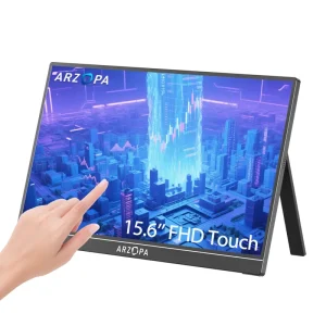 IPS LCD Touchscreen Portable 1080p Monitor 15.6 Inch Attachable Portable Monitor for Laptop With Full HD 10 Point Touch Screen