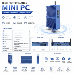 Industrial Fanless Mini PC Intel Core I3 6006U Support DDR3L 8GB 4 USB 3.0 Dual RJ45 Giga LAN Win10 Linux