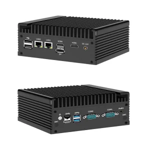 Intel Celeron Embedded Mini PC Quad Core DDR4 Fanless PC 2*HDMI 1*DP 2*LAN 2*COM Industrial Computer DC12V Power