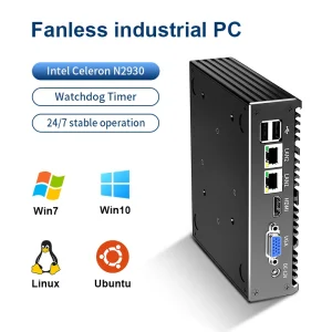 Intel Celeron N2930 Fanless Industrial Mini PC Box Computer 2RS232 2GbE LAN Dual Display Linux Windows Client