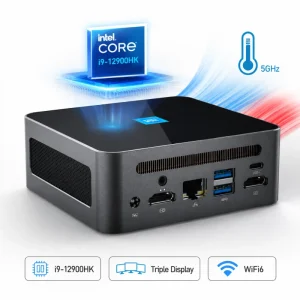 Intel Core I9-12900H Mini PC DDR4 2x M.2 NVMe SSD 4K Triple Display WiFi6 BT5.2 Small PC for Business Office Industrial Use