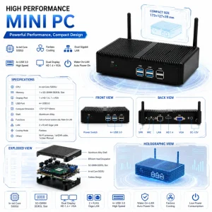 Intel Core i3 5005UC Dual Core SSD DDR3L RAM Intel HD Graphics 5500 USB*4 Desktop Industrial Fanless Monitor Mini PC