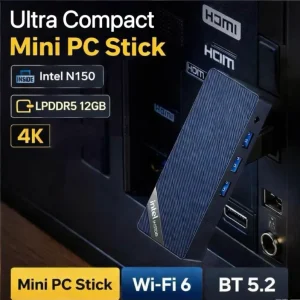 Intel N150 Mini PC Stick 12GB DDR5 HD Type C Dual 4K Output Portable Mini Computer WiFi6 BT5.2 for TV Office