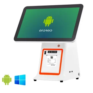 JSJ White Built-in Printer 15.6inch Touch Screen RK3566 CPU 2GB RAM 32GB ROM Desktop Computer POS Android System Wi-Fi 6