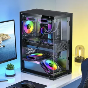 L-D1503B Boitier PC Mini Tower Case M-ATX ITX Thickened Metal Panel 375mm GPU Large Storage PC Computer Cases