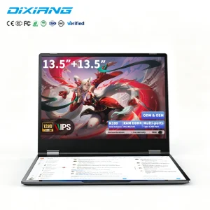 Laptop OEM Dual Double Touch Screen 2 In1 13.5 Inch Intel Core N100 Laptop RAM 16GB 512GB SSD 360 Degree 2.5k Gravity Induction