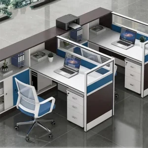 Linear Benching Staff Cubicle Row Modern Open Plan Call Center Studio Aluminum Frame BIFMA Soundproof Fabric Screen Drawer