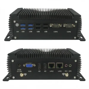 Linux Industrial Embedded Computer 2xRS232 COM Core I3 8305G 2×2.5G LAN 2xHD2.0 DP Fanless Mini PC PLC Control in Stock