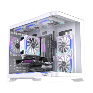 Lovingcool High Quality ATX Tower PC Business Gaming Desktop Tempered Glass RGB Light Effect Panoramic Metal Computer For Gaming