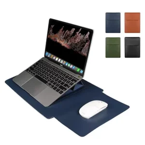 Luxury 13 16 Inch PU Leather Laptop Stand Sleeve Case Bag Large Capacity Foldable Waterproof Design for Macbook Slim