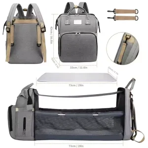 Luxury Portable Women’s Backpack Folding Mommy Diaper Bag for Outing Baby and Mom