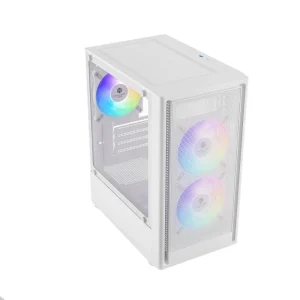 Mesh Panel Mid Tower Steel PC Case with Side Panel Window Compact Design Small Form Factor USB 3.0 ATX/PS2 Power Supply