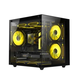 Micro ATX Black Gaming PC Computer Case with Mid Tower Tempered Glass USB3.0 Cabinet PC Case