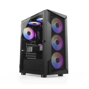Mid Tower Gaming PC Case Micro ATX Aluminum Alloy with Tempered Glass Side Panel