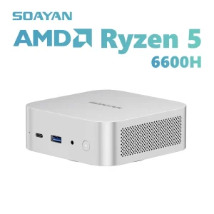 Mini PC AMD Ryzen 5 6600H 16G LPDDR5 NVMe SSD Desktop Mini Computer with WiFi 6 Home Office Business Education Light Gaming