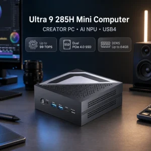 Mini PC Intel Core Ultra 9 285H AI Mini PC OCuLink Gaming Computer with USB4 Dual 2.5G LAN WiFi 6E for HTPC