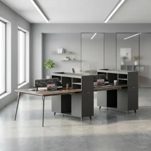 Modern Ergonomic Commercial Office Staff Desk Office Computer Desk with Storage Wooden Office Workstation