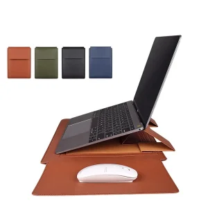 Multifunctional Notebook Protector Foldable Laptop Stand Bag PU Leather Laptop Sleeve Bag