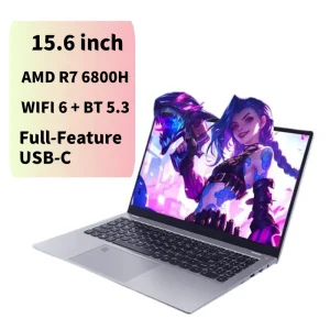NUC 15.6 Inch IPS Screen WIFI 6+BT 5.3 AMD R7 6800H Office Full Feature Type C USB 3.2 RJ45 windows 11 DDR5 64GB Computer Laptop