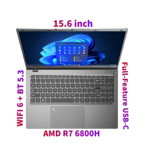 NUC Fingerprint Unlock 15.6 Inch Windows 11 Notebook AMD R7 6800H Computer WIFI 6+BT 5.3 Full Feature USB C USB 3.2 RJ45 Laptop