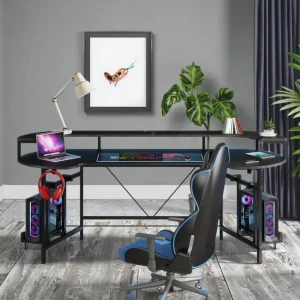 New Design Computer Desk Computer PC Workstation Gaming Desk Table With LED Strips
