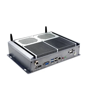 New Updated Quad Core 6 USB X86 Fanless Mini PC Barebone Embedded Industrial Computer with Pure Aluminum Shell Stock