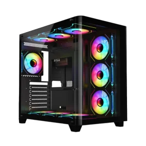 OEM ODM PC Desktop Game Chassis Curved TG Glass Mid Tower Steel MicroATX CPU Cabinet Gamer Case