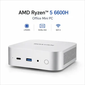 Office Mini PC AMD Ryzen 5 6600H LPDDR5 NVMe SSD WiFi 6 Compact Desktop Computer Windows 11 Pro