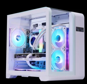 Panoramic PC Case with Temperature Display and 5 Fan Slots for MATX ITX Computer Case Gaming Cabinet
