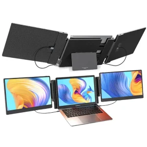 Portable 14″ FHD 1080P IPS Screen Extender with Triple Screen Laptop PC Built in Two Speakers and Type C Interface