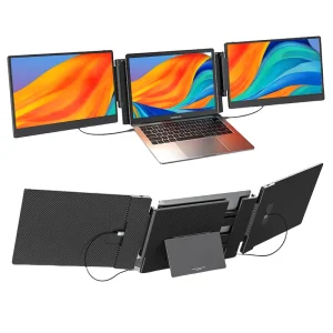 Portable 14-inch FHD 1080P IPS Laptop Screen Extender with Type C Interface Compatible 13-17.3″ Laptops Includes Built in Stand