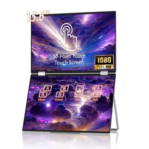Portable Monitors 15.6 Inch 1080P Touchscreen Folding Monitor Triple Portatil with Customisable Logo