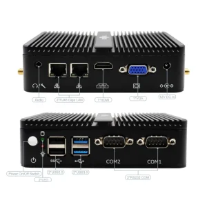 Portable Quad Core Mini Computer J4125 8G RAM 128GB M.2 SSD Dual RJ45 LAN Dual RS232 COM Linux Win10 Pro Fanless Mini PC