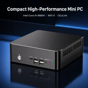 Powerful Mini Gaming PC Intel I9 9880H Mini Computer with Dual M.2 SSD for Gaming Office Barebone Mini PC for 24/7 Operation