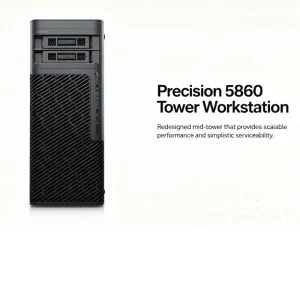 Precision 5860 Tower Workstation Desk PC W5 CPU 16G RAM 256G SSD T400 Graphics 750W Power for Office Design