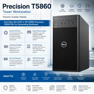 Precision T5860 Tower Workstation Intel Xeon W3 2423 or W7 2495X Processor 1350W PSU Enterprise AI CAD Desktop Computer