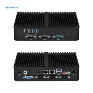 Qotom Fanless Mini PC 6x RS232 VGA Dual HD Dual LAN Intel Haswell/Broadwell Core I3 I5 I7 Industrial Embedded Computer