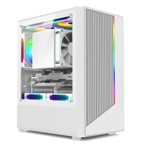 RGB Strip Micro ATX Mid Tower Gaming PC Case with Steel Construction and Side Panel Window