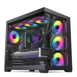 Ryzen 360 Gaming Computer Case Towers Desktop ATX Vertical Full Tower Tempered Glass Support Standard ATX Power
